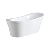 Ove Decors Freestanding Bathtub in Glossy, Contemporary Soaking Tub with Chrome Pop Up Drain and Waste Overflow, 70 inches, Rachel 70 White