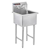 DuraSteel Stainless Steel Prep & Utility Sink - 1 Compartment Commercial Kitchen Sink - NSF Certified - 18' x 18' Inner Tub Size with 8' Swivel Spout Faucet (Kitchen, Laundry, Backyard, Garages)