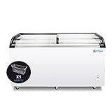 Chingoo Commercial Chest Freezer Glass Top 16 Cu.ft Capacity, 60 Inch Ice Cream Display Freezer with 5 Removable Storage Basket