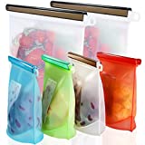 Reusable Silicone Food Storage Bags,WOHOME Airtight Seal Food Preservation Bags/Food Grade/Versatile Preservation Bag Container for Vegetable,Liquid,Snack,Meat,Lunch,Fruit,/2xLarge 50oz+4xSmall 30oz