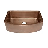 Sinkology SK304-33B Ernst Farmhouse Apron Handmade Pure Bow Front Single Bowl Sink, 33', Antique Copper
