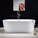 Woodbridge 67' Acrylic Freestanding Bathtub Contemporary Soaking Tub with Brushed Nickel Overflow and Drain, B-0002 / BTA1504