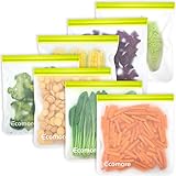 Reusable Gallon Storage Bags - 7 Pack 1 Gallon Bags, LEAKPROOF Easy Seal Gallon Freezer Bags for Marinate Meats, Snack, Sandwich, Fruit, Cereal, Travel Items, Home Organization