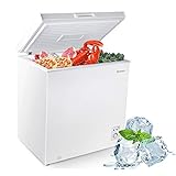 MOOSOO Chest Freezer, 5.0 Cubic Feet Deep Freezer with Removable Basket, Temperature Control, Low Noise & Energy Saving, Big Freezer for Home, Kitchen, Garage, Basement, apartment, White
