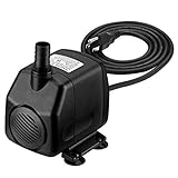 Homasy 920GPH Submersible Water Pump with 5.9ft (1.8M) Power Cord, 2 Nozzles and 9.8ft High Lift Water Pump for Aquarium, Fish Tank, Statuary, Pond, Hydroponics