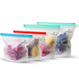 Homelux Theory Reusable Silicone Food Storage Bags | LEAKPROOF, AIRTIGHT | 100% Food Grade Silicone | Keep fruit, snacks, veggie, sandwich fresh | travel picnic lunch (2 Large + 2 Medium)