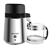 ROVSUN 4L Countertop Water Distiller Machine Stainless Steel Home Pure Water Purifier Filter, 750W Distilled Water Maker with Glass Container, 1L/H