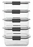 Rubbermaid Brilliance Food Storage Container, BPA free Plastic, Medium, 3.2 Cup, 5 Pack, Clear