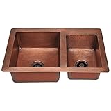 901 Offset Double Bowl Copper Sink, Sink Only